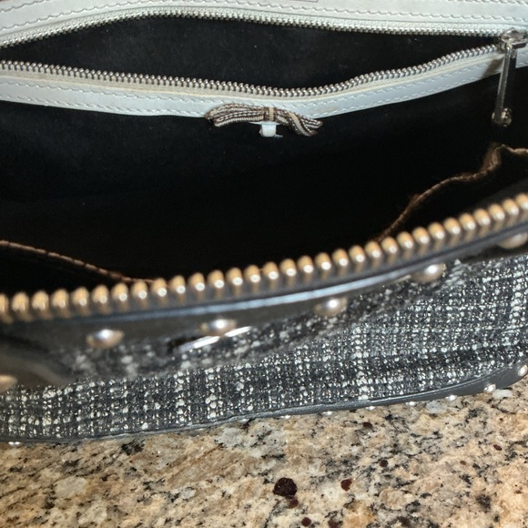 Henri Bendel West 57th studded tweed satchel/crossbody - Picture 6 of 7